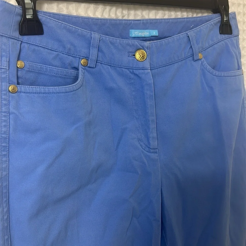 J. McLaughlin 5-Pocket Stretch Cotton Spandex Twill Straight Leg Pants Blue - Picture 4 of 11